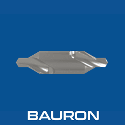 Bauron Doppelend-Zentrierbohrer in Seitenansicht mit Pilotspitzen und Senknuten