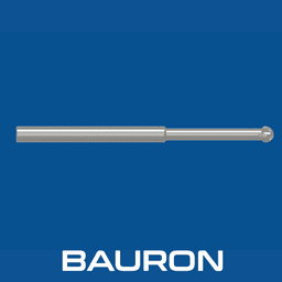 Produktansicht eines Bauron-Lollipop-Fräsers mit sphärischem Schneidkopf und reduziertem Hals