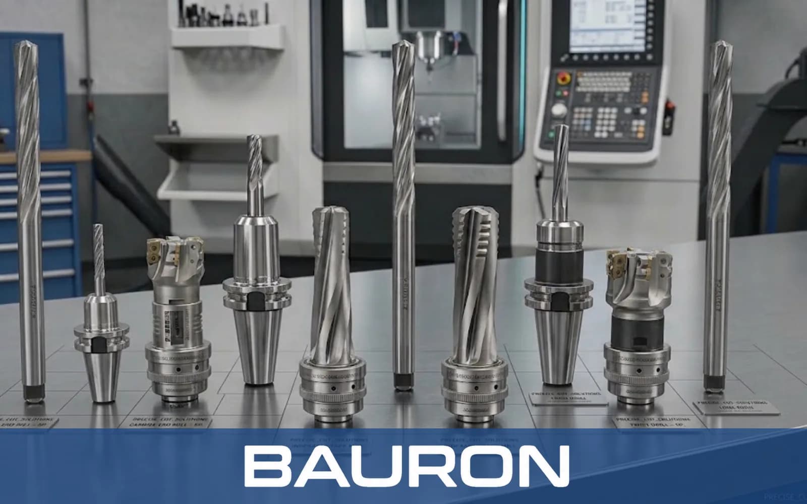 Reibahlen und Ausdrehköpfe in Werkzeughaltern in einer CNC-Werkstatt